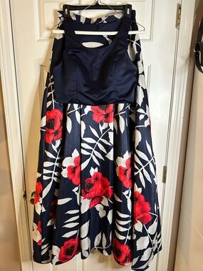 Sequin Hearts Navy Sleeveless Maxi Top with Front Cutout